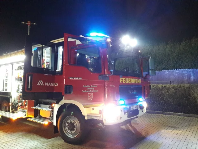 Brennender Strommast in Ostharingen